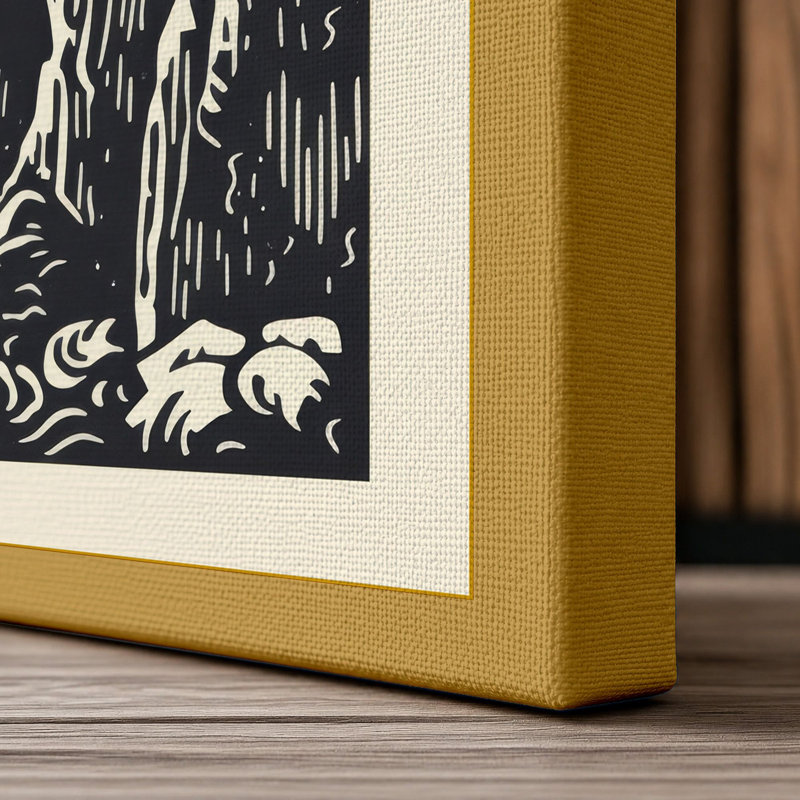 Lighthouse on Stone Coastal - Wrapped Canvas, Ochre Border, 30x20 - 76.2 x 50.8 cm