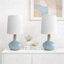 Lampe de table moderne 14 po en céramique et bois