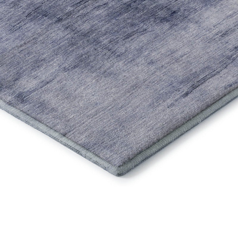 Addison Red and Navy Rectangular Washable Synthetic Rug