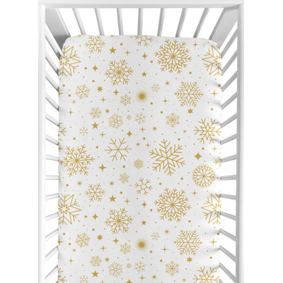 Christmas Holiday Snowflakes Fitted Crib Sheet by Sweet Jojo Designs
