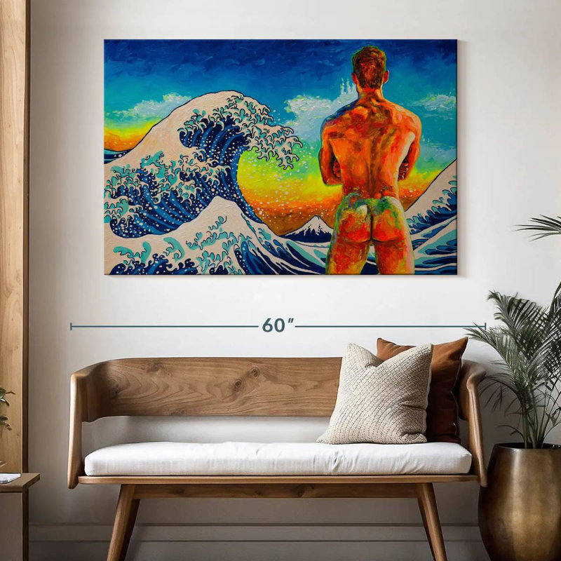 Baigneuse avec la grande vague, H 34 po x l 51 po