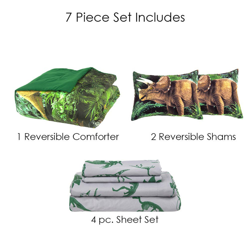 Microfiber Reversible 5 Piece Comforter Set, Queen Comforter + 2 Queen Shams