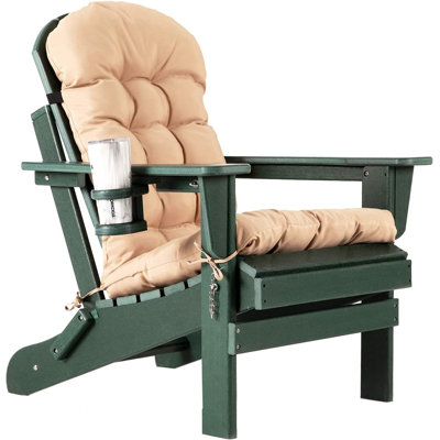 Folding Adirondack Chairs With Cushion, Hdpe Oversized Patio Chair Weather Resistant by Winston Porter