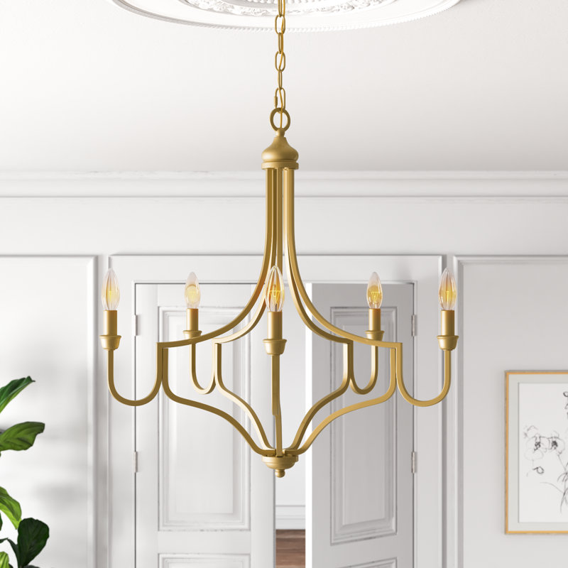 5 - Light Dimmable Classic / Traditional Chandelier, Light Gold