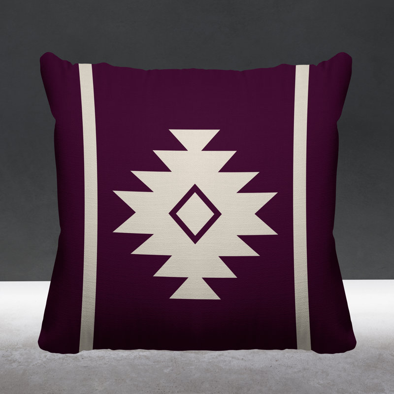 Coussin décoratif intérieur / extérieur Wapi Southwestern, L 15 po x H 15 po, Mauve