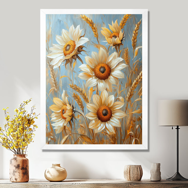 Dirrick - impressions sur toile florales, H 20 po x l 12 po, Reproduction encadrée d'une seule photo, Blanc