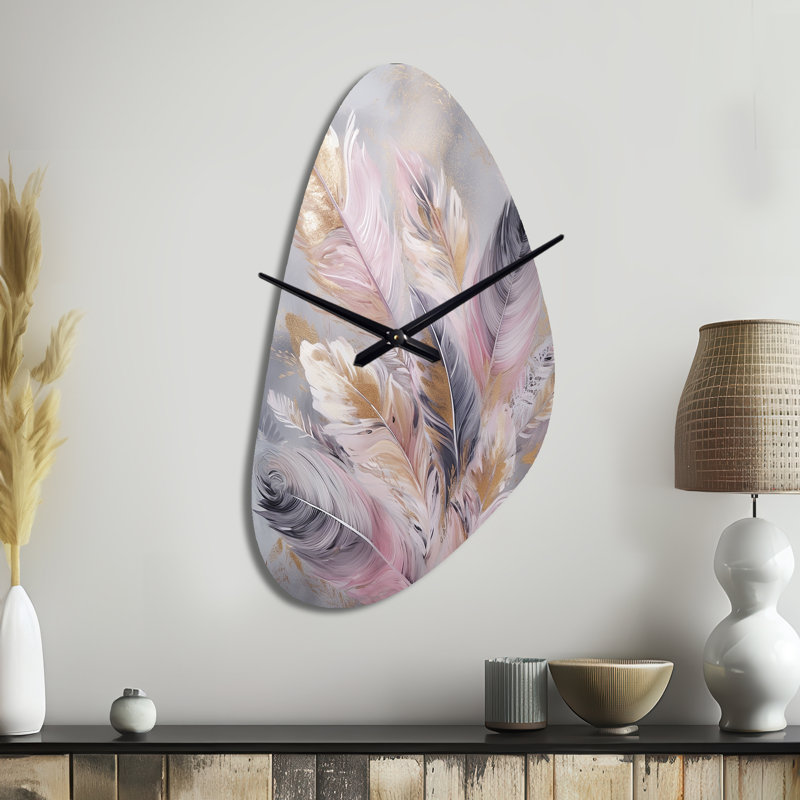 Pendule rose Wanderlust - Glam Feather, Moyenne