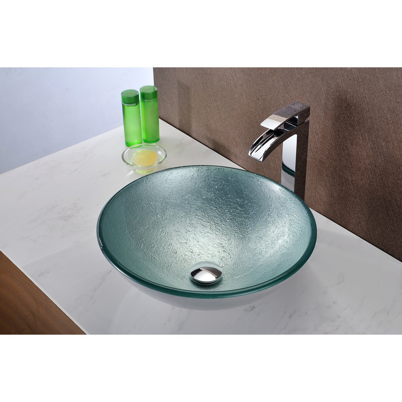 Spirito Silver and Green Glass Circular Vessel Sink