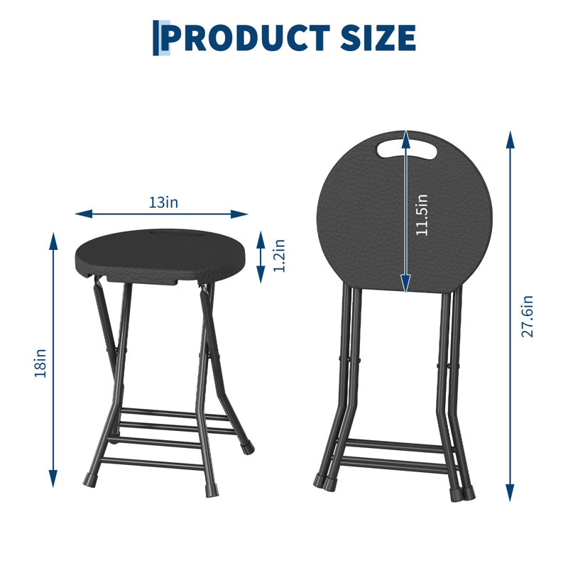 Tabouret pliant portatif avec poignée 18 pouces Tabouret pliable sans dossier 600 lb robuste pour la cuisine et l'extérieur