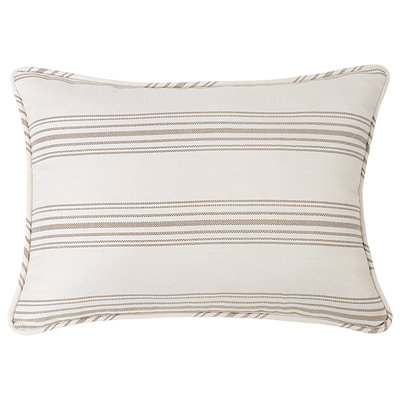 Prescott Ticking Stripe Piped Edge Classic Chic Casual Farmhouse Decorative Pillow Sham   