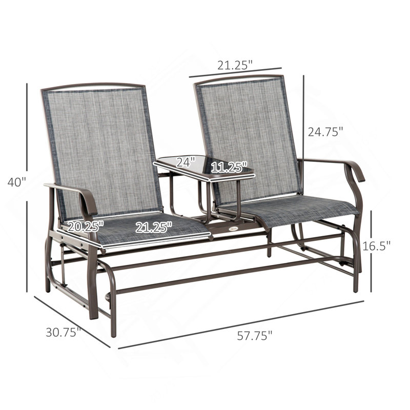 Banc oscillant avec table centrale Outsunny