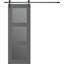 Porte de grange en bois manufacturé et en verre givré 3 Lite avec trousse de quincaillerie Avon 3 Lite-96807703-98303473