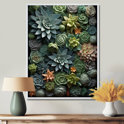 Jelisia Green Succulents Natures Sculptures - Succulent Framed Art