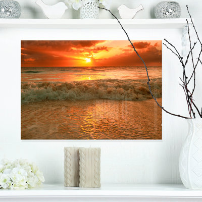 «Amazing Beauty of Sun Reflection in Sea» - Photographie sans cadre sur métal