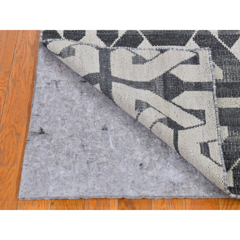 Tapis de couloir réversible en laine pure tissé à la main 2 pi 7 po x 10 pi gris 70594B2743F14AECBFBA55111563439A