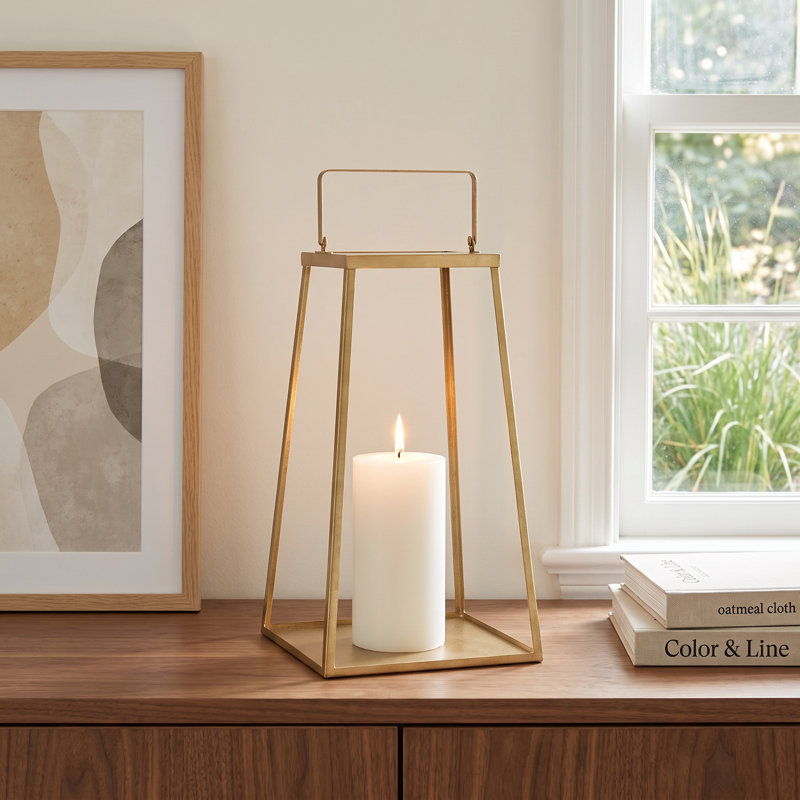 Metal Tabletop Lantern, 11.25" H x 6.75" W x 6.75" D