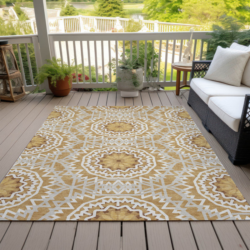 Kawon Geometric Indoor / Outdoor Rug, Rectangle 10' x 14'