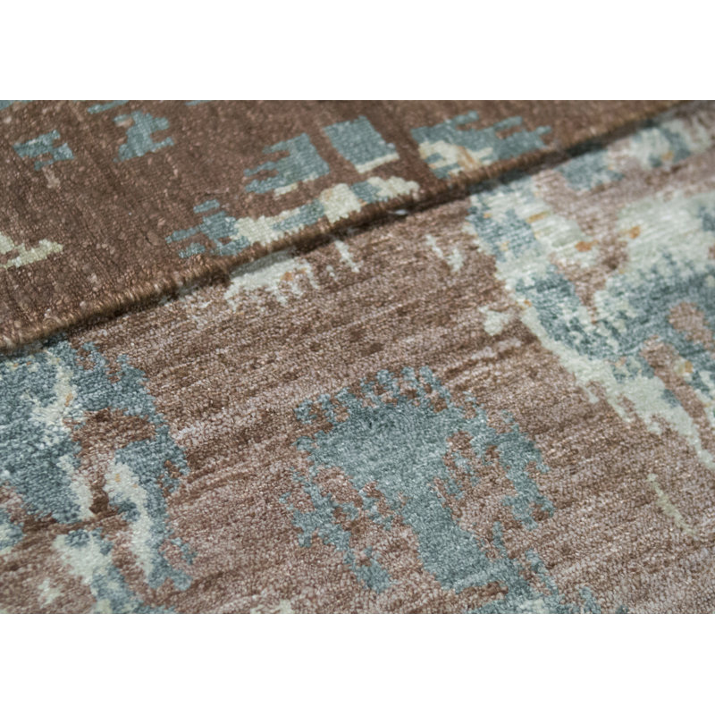 Ikat Area Rug in Rust/Gray/Beige, Rectangle 9'2" x 12'2"