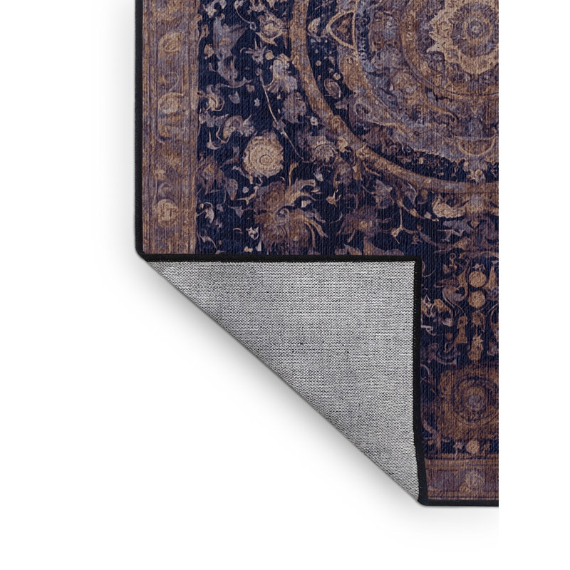 Machine Washable Black Area Rug, Rectangle 7' x 10'