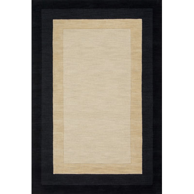 Tapis beige / noir en laine touffeté à la main Keifer