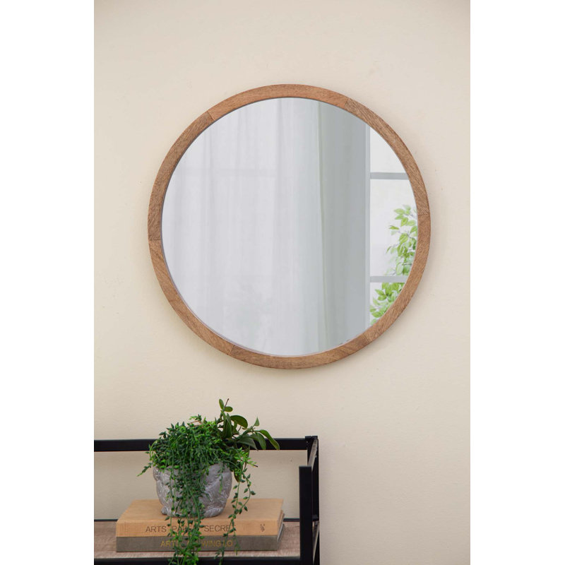 Charmant miroir mural circulaire en bois pour diverses pièces, rehaussant le décor
