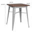 Table de bar carrée en métal avec plateau en bois rustique de 23,5 po Wragby-1242262746-1308682448
