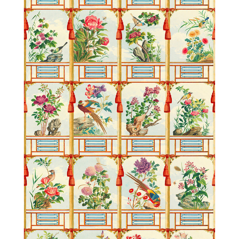 Chinese Garden Floral Wallpaper Roll
