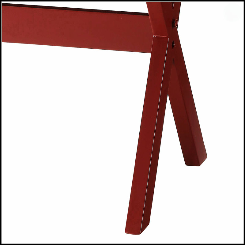 Table de bout rustique en bois à 1 tiroir avec coins en métal et base en forme de X, pour le rangement et le style, Rouge