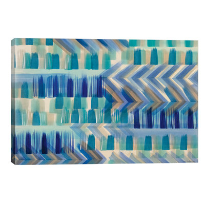 Cobalt Chevron by Rashelle Roos - Wrapped Canvas Painting