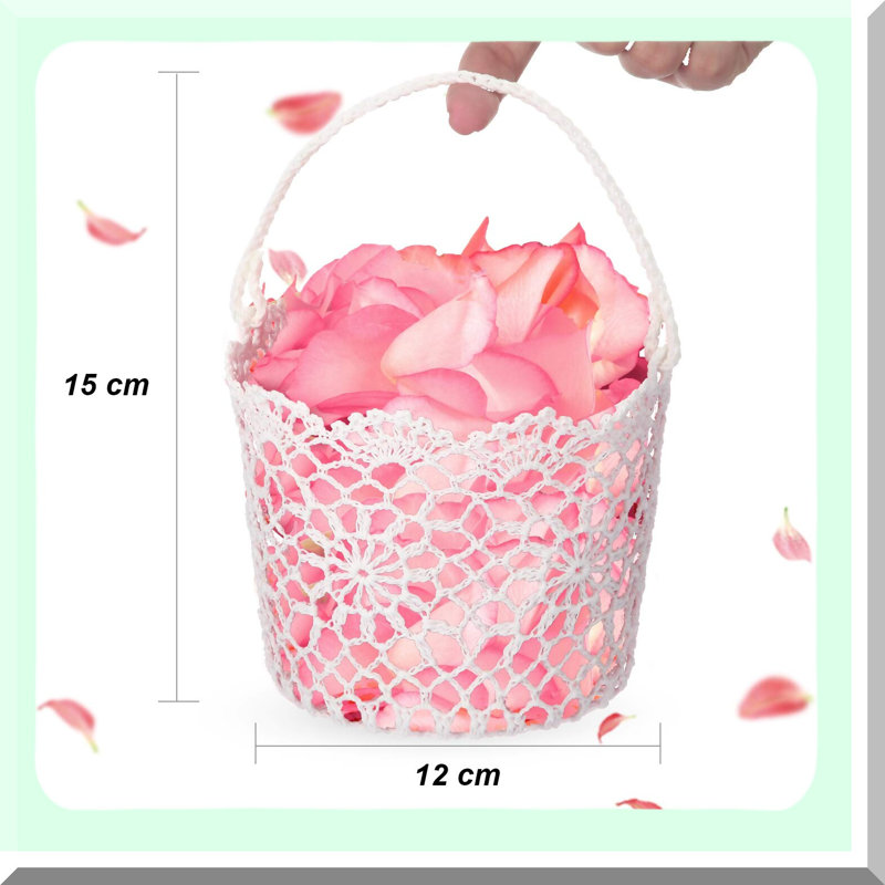 White Wedding Flower Girl Baskets 2 Pack