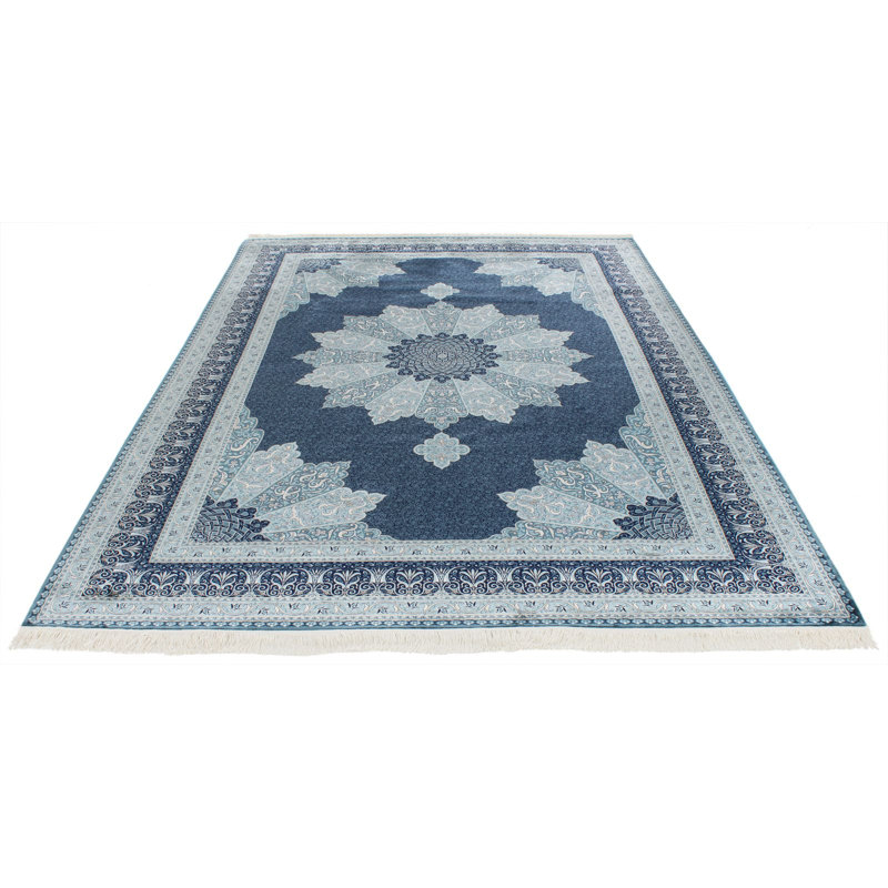 Tapis turc bleu et ivoire 7 x 7 x 7