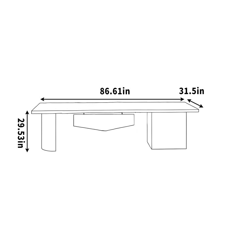 Multi-Layer Solid Wood Desk Wide Board, 29.53" H x 86.61" W x 31.5" D