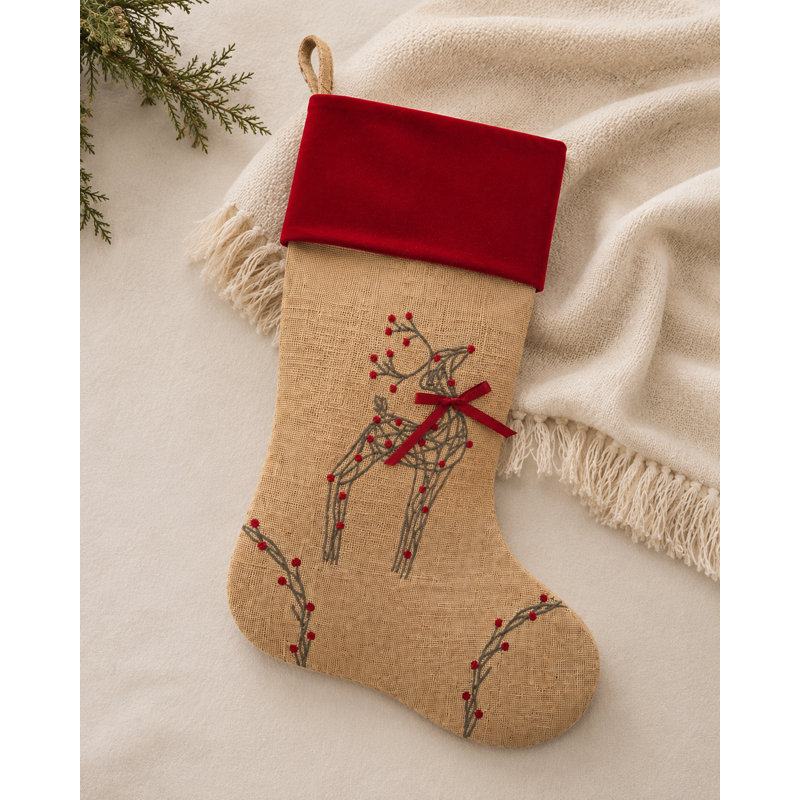 Chaussette de Noël rustique renne, 20 po
