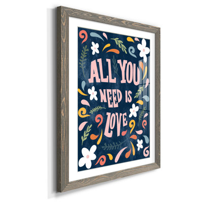 «All You Need Is Love», reproduction d'art textuel sur papier encadré