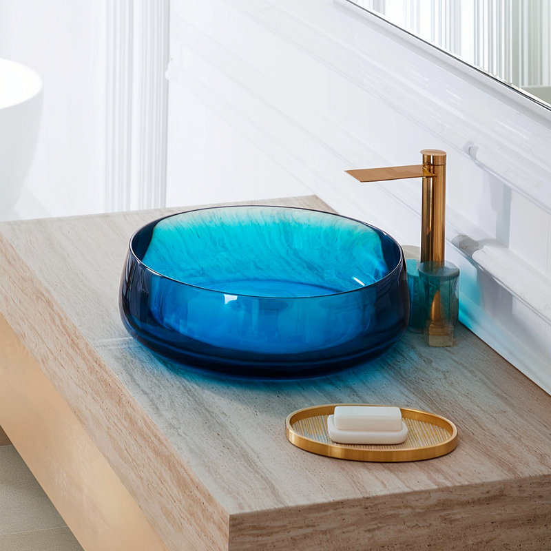 Lavabo vasque de salle de bain en résine de pierre Art moderne 25C61-bleu