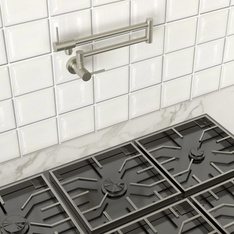 Robinet de cuisine avec robinet à deux poignées, Nickel brossé