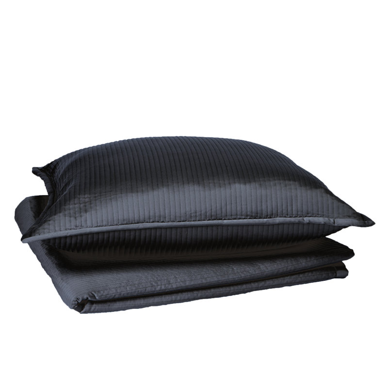 Linea Coverlet, King Coverlet + 3 Euro Shams, Black