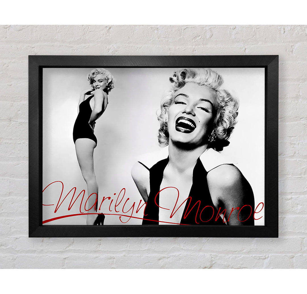 Marilyn Monroe B N W Rot - Einzelner Bilderrahmen Kunstdrucke