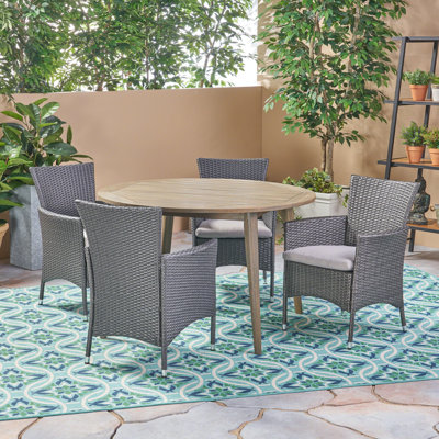 Ensemble repas d'extérieur 5 pièces avec coussins Cambriah