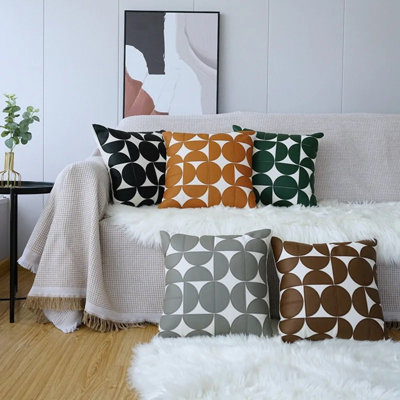 Geometric Faux Leather Pillow Cover