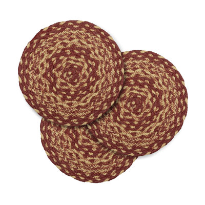 Burgundy Tan Jute Trivet 8 Set of 3