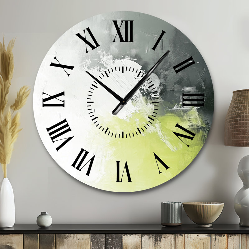 Horloge murale moderne en métal Cool Grey Lime, Grand