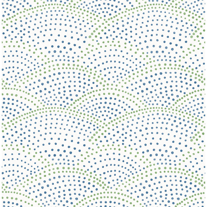 Degraw Scallop 10.06m x 52.07cm Semi-Gloss Wallpaper Roll, Blue