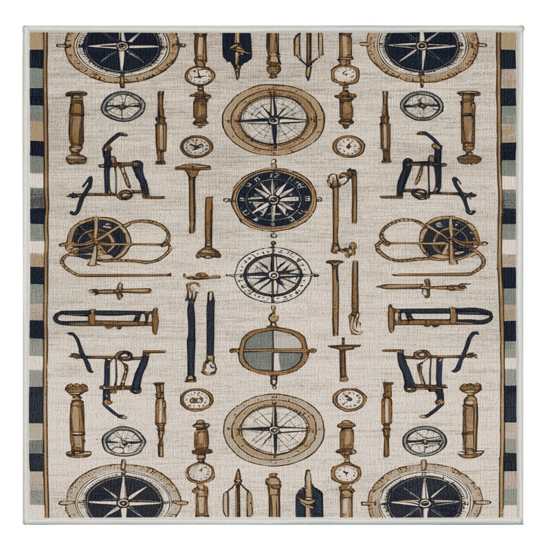  Tapis de bord de mer lavable avec outils de navigation, Carré 5 pi