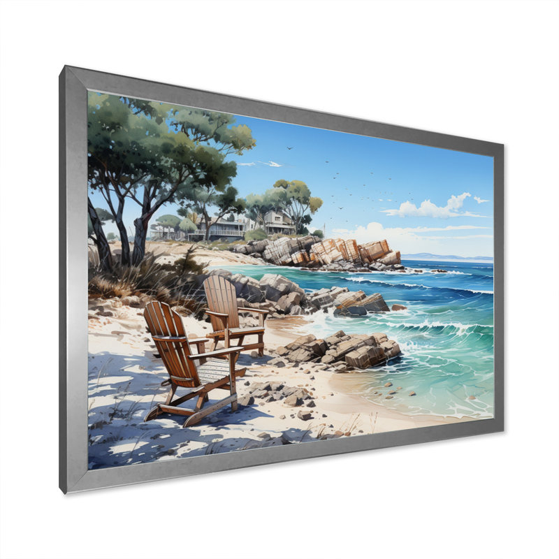 Andress Coastal Lounging I, Cadre simple argenté, H 12 po x l 20 po x P 1 po