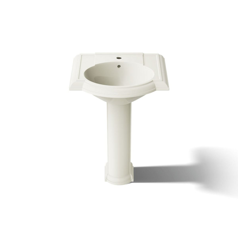 Devonshire® Ceramic 24" Pedestal Bathroom Sink with Overflow, Biscuit