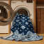 Machine Washable Overdyed Blue Area Rug-1214004402