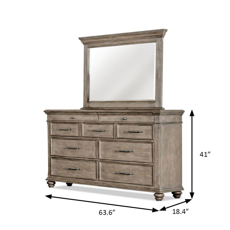 63.6" W Transitional Dresser, Aged Oak