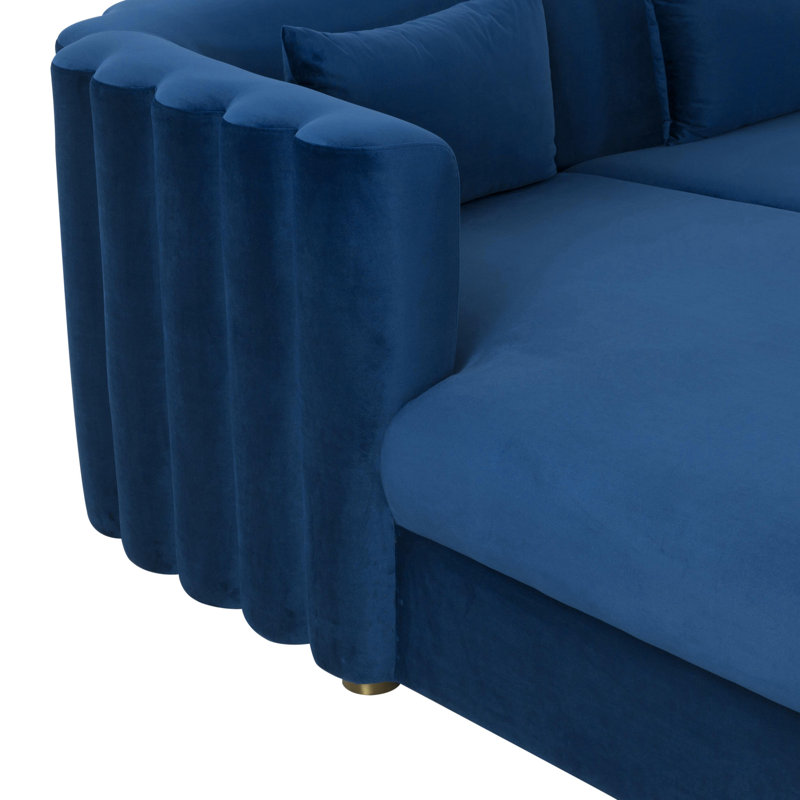 Canapé modulaire en velours bleu marine Tov Furniture - LAF, Velours bleu marine, Face à la gauche