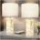 Ensemble de 2 lampes de table en albâtre naturel Scenekoy avec veilleuse intégrée, lampe de chevet moderne de 23 pouces avec abat-jour en lin pour la chambre à coucher, le salon ou le bureau
